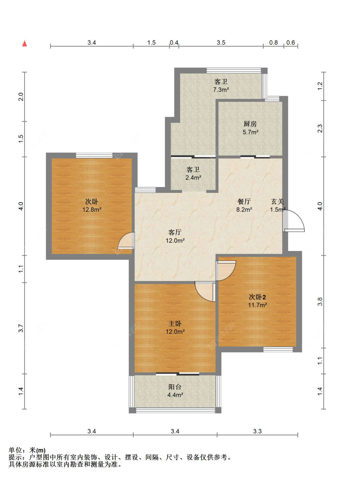 苏州花园浜北村在售二手房源户型图_小牛看房