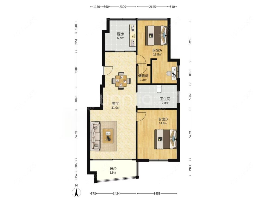 苏州港城华府在售二手房源户型图_小牛看房