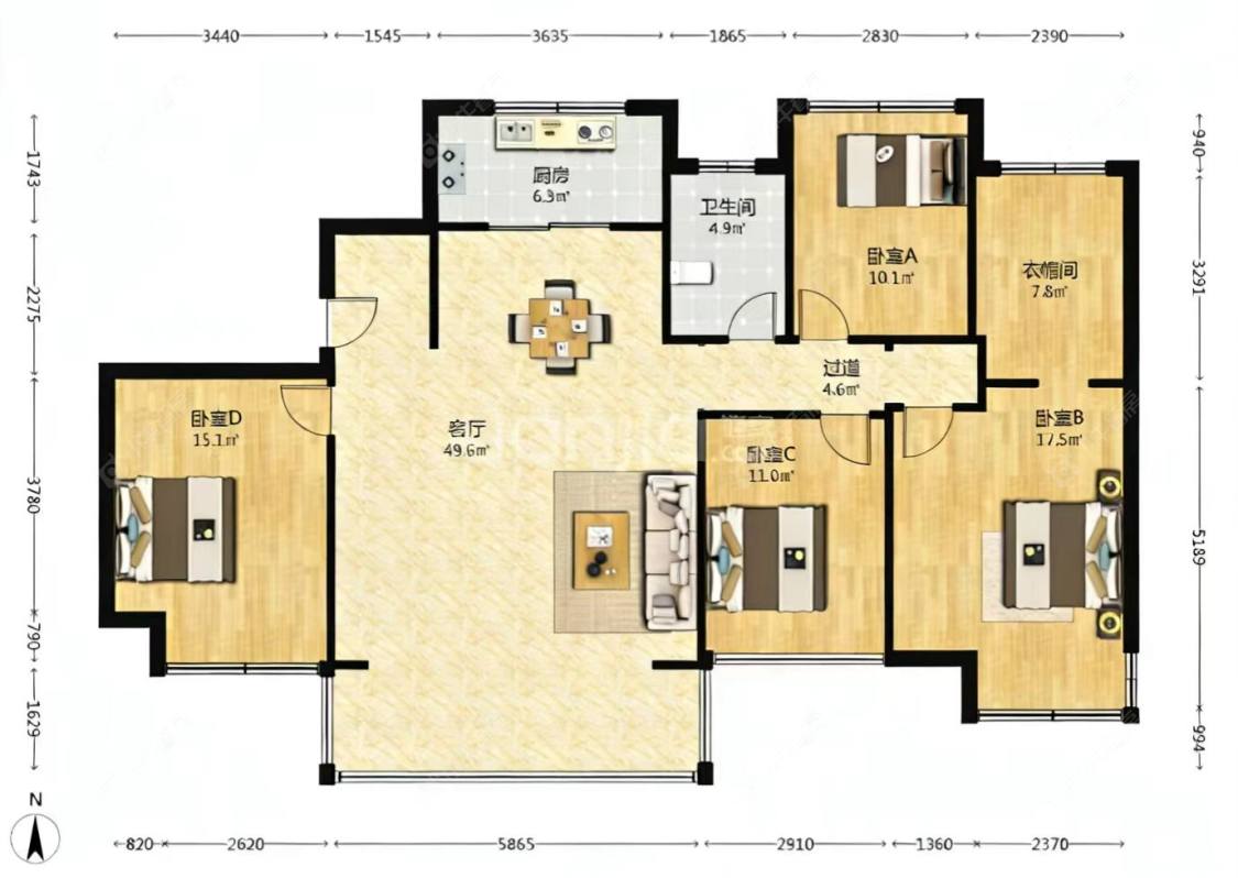 苏州中梁壹号院(一期)在售二手房源户型图_小牛看房