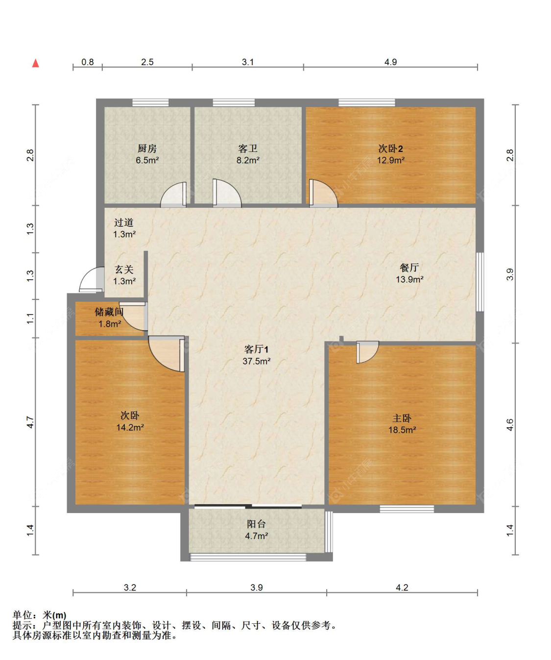 苏州花园浜北村在售二手房源户型图_小牛看房