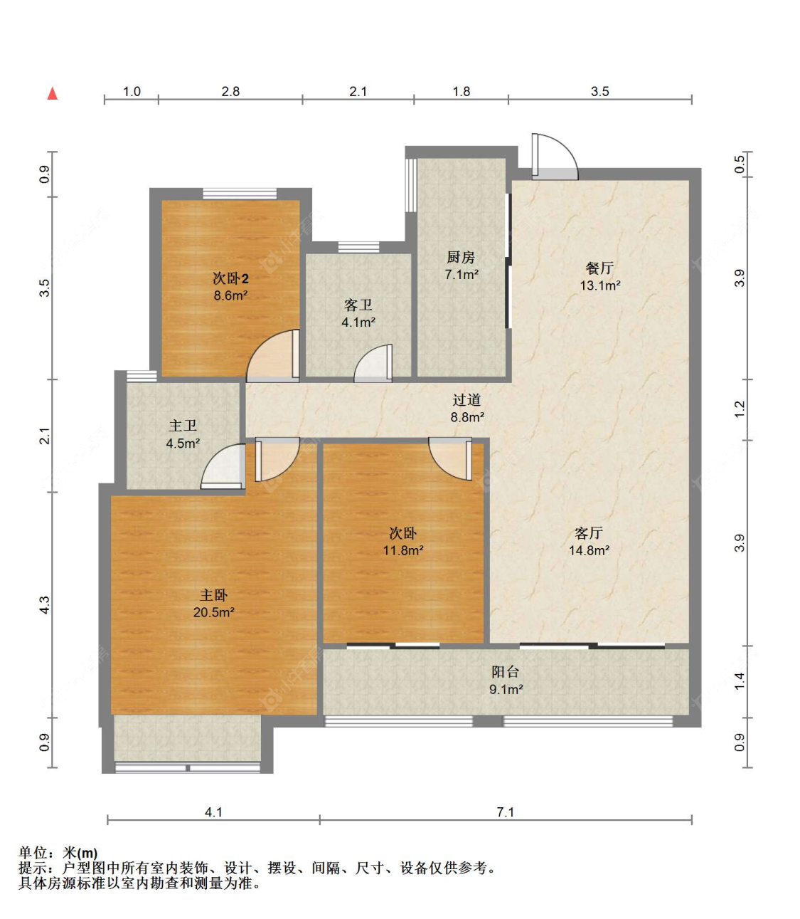 苏州湖滨国际景苑在售二手房源户型图_小牛看房