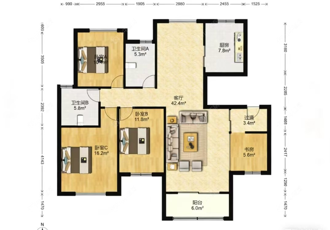苏州湖滨国际在售二手房源户型图_小牛看房